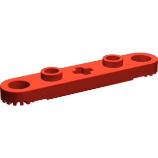 Lego destička 1x5 s otvory a ozubenými konci, červená (271121, 4240274)